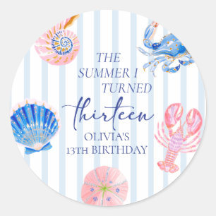 The Summer I Turned Thirteen Coastal 13th Birthday Classic Round Sticker