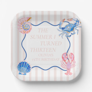 The Summer I Turned Thirteen Coastal 13th Birthday Paper Plate