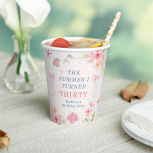 The Summer I Turned Thirty Seashell Birthday Paper Cups