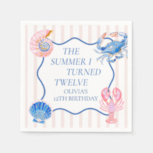 The Summer I Turned Twelve Coastal 12th Birthday Napkin