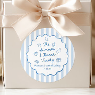 The Summer I Turned Twenty 20th Birthday Party Classic Round Sticker