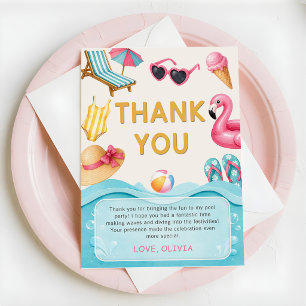 The Summer Pool Birthday Thank You Card