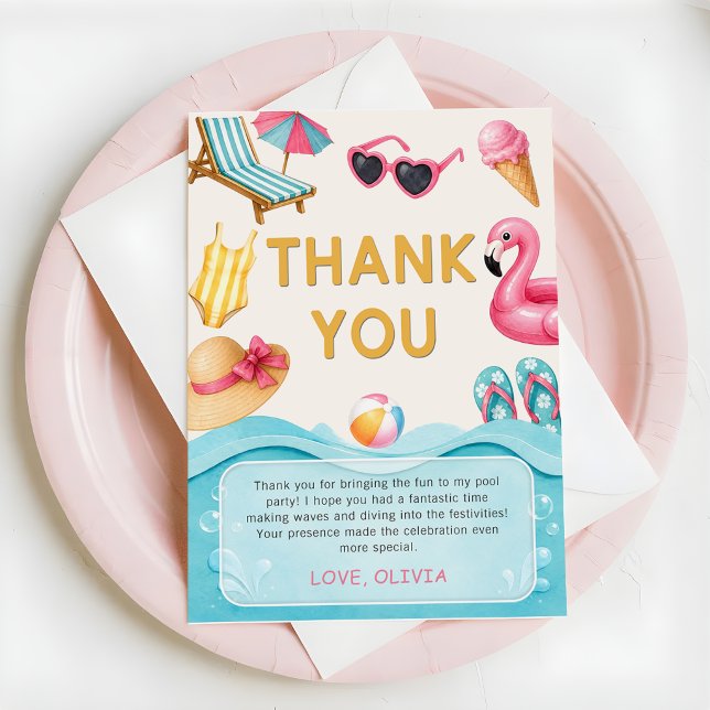 The Summer Pool Birthday Thank You Card (Creator Uploaded)