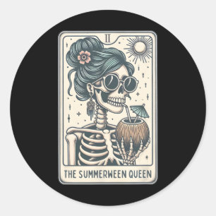 The Summerween Queen Tarot Card Classic Round Sticker
