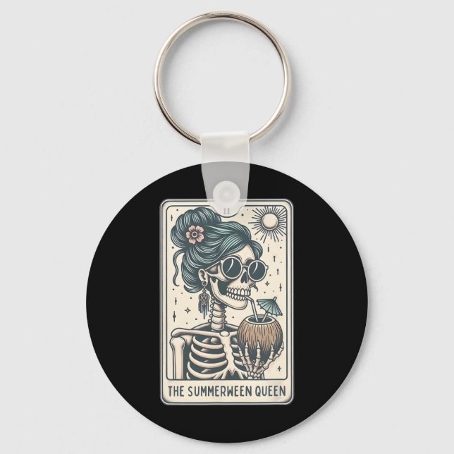 The Summerween Queen Tarot Card  Keychain (Front)