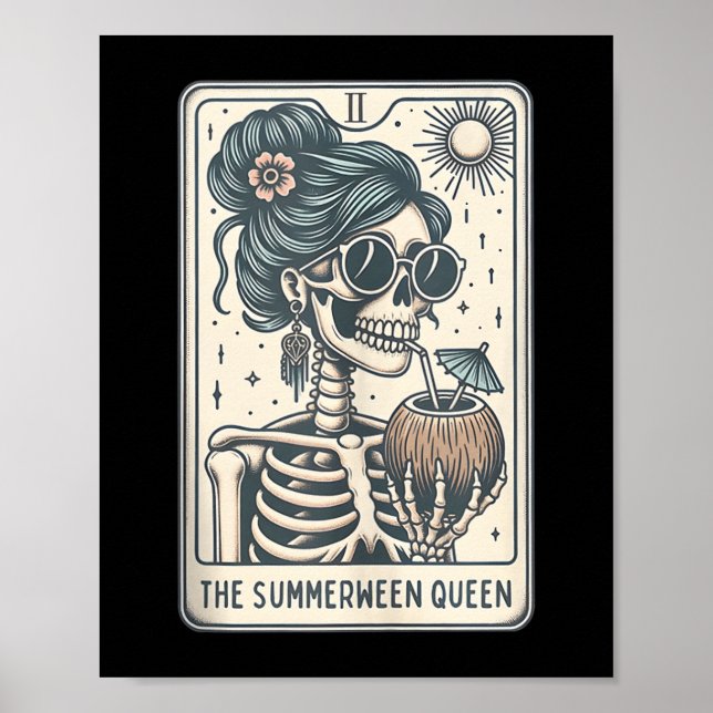 The Summerween Queen Tarot Card, Witchy Halloween  Poster (Front)