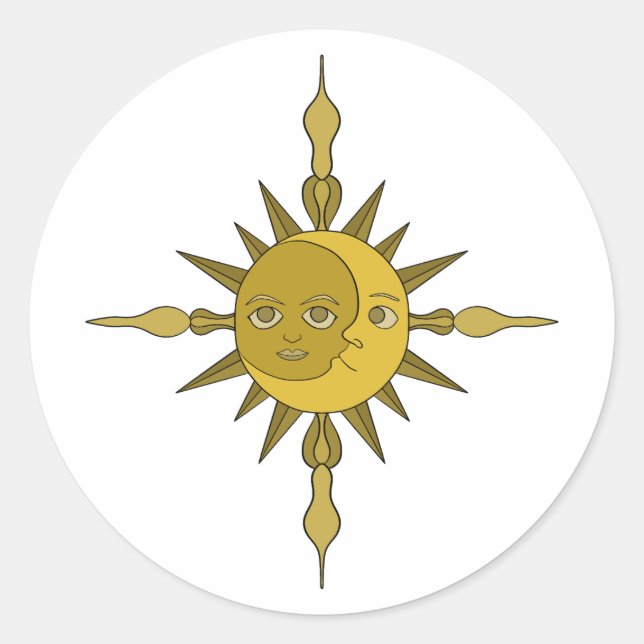 The Sun and Moon Classic Round Sticker (Front)