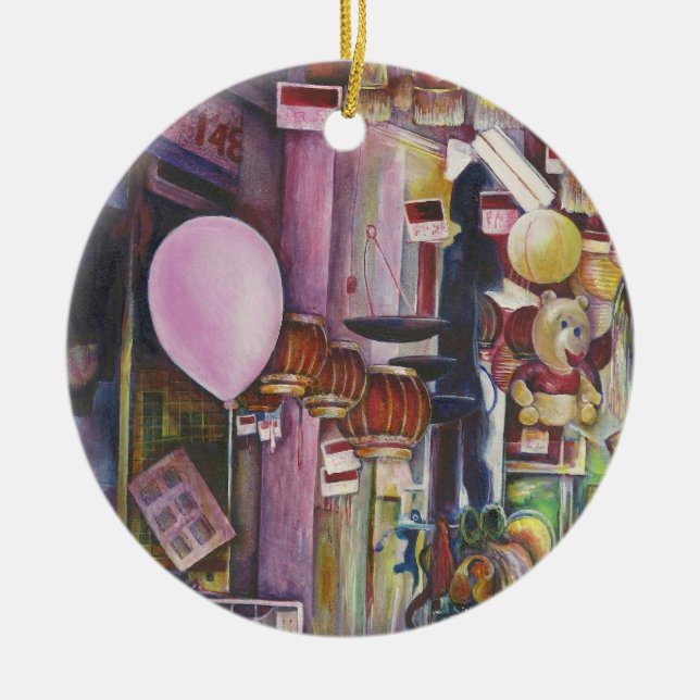 The Sun and Moon Pink Balloon, Singapore Ceramic Ornament (Front)