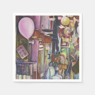 The sun and Moon Pink Balloon, Singapore Napkin