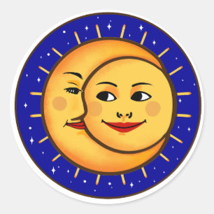 The Sun and the Moon Classic Round Sticker