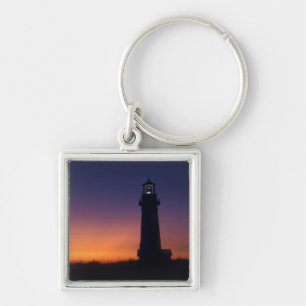 The sun ball drops down on the colourful horizon keychain