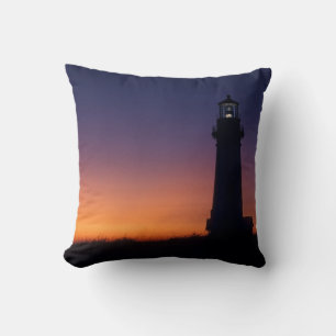 The sun ball drops down on the colourful horizon throw pillow