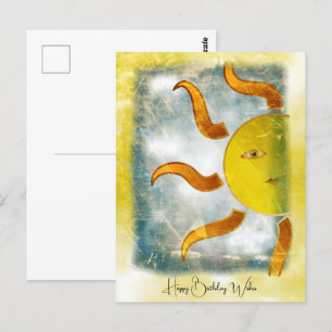 THE SUN BIRTHDAY WISH Yellow Orange Postcard
