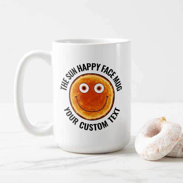 The Sun Custom Personalized Happy Face Coffee Mug (With Donut)