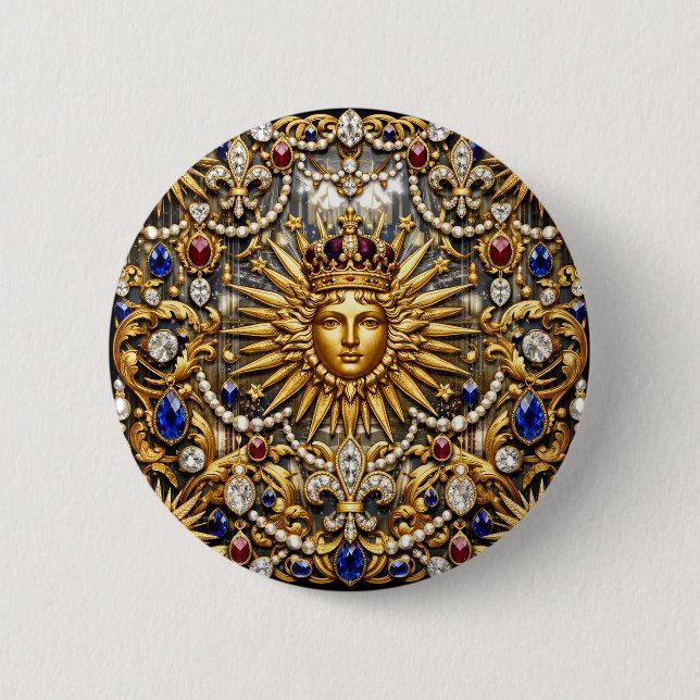The Sun King Versailles French ornate 2 Inch Round Button (Front)
