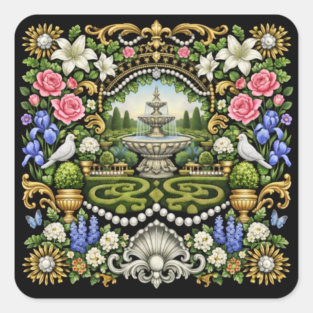 The Sun King Versailles Inspired Garden  Square Sticker (Front)