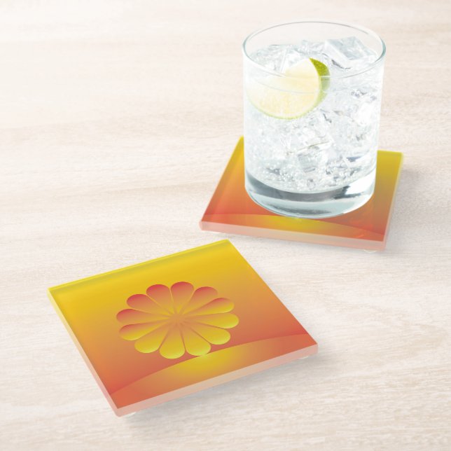 the sun rises glass coaster (Angled)