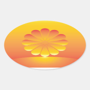 the sun rises oval sticker