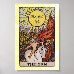 "The Sun" RWS Tarot Card for good fortune Poster