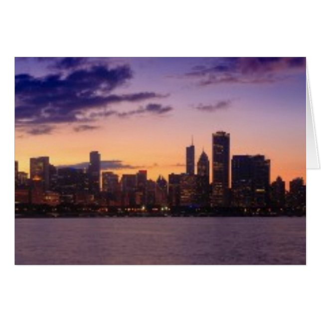 The sun sets over the Chicago skyline (Front Horizontal)