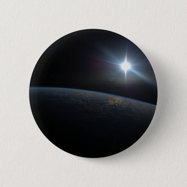 The Sun Setting Over Earth's Horizon. 2 Inch Round Button (Front)