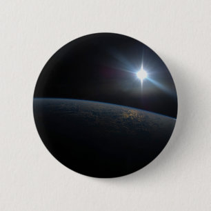 The Sun Setting Over Earth's Horizon. 2 Inch Round Button