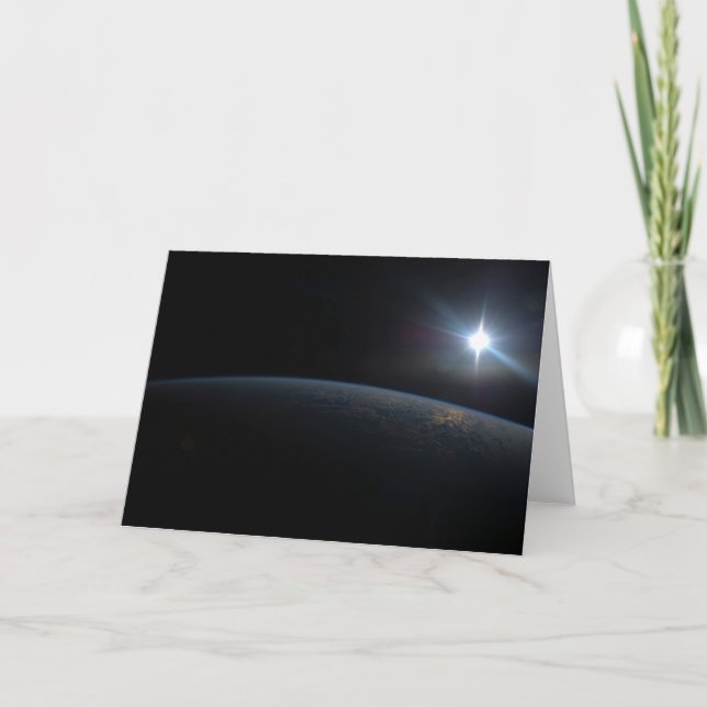 The Sun Setting Over Earth's Horizon. Card (Front)