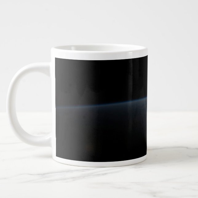 The Sun Setting Over Earth's Horizon. Large Coffee Mug (Left)