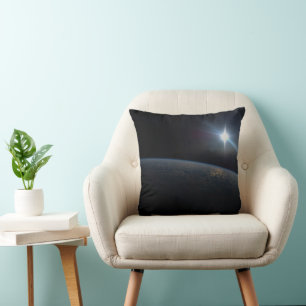 The Sun Setting Over Earth's Horizon. Throw Pillow