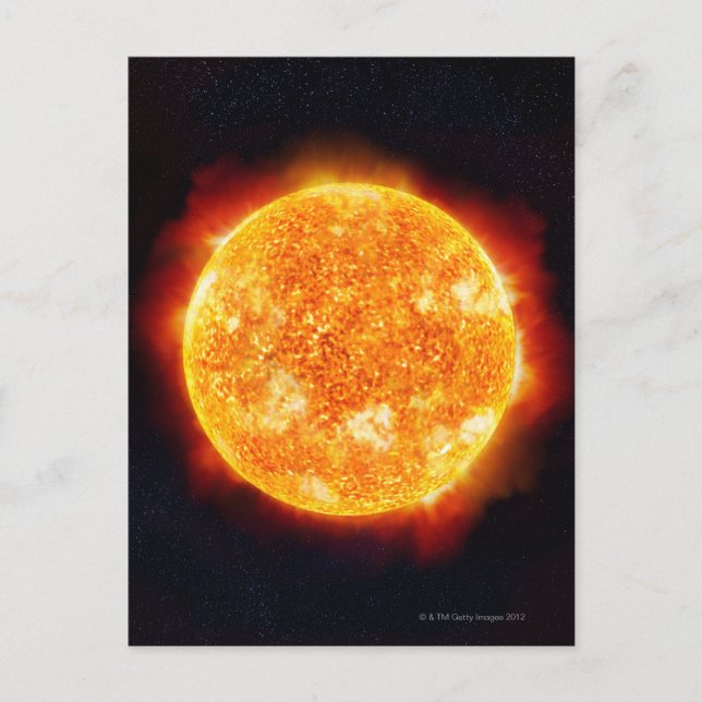The Sun showing solar flares against a star Postcard (Front)