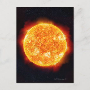 The Sun showing solar flares against a star Postcard