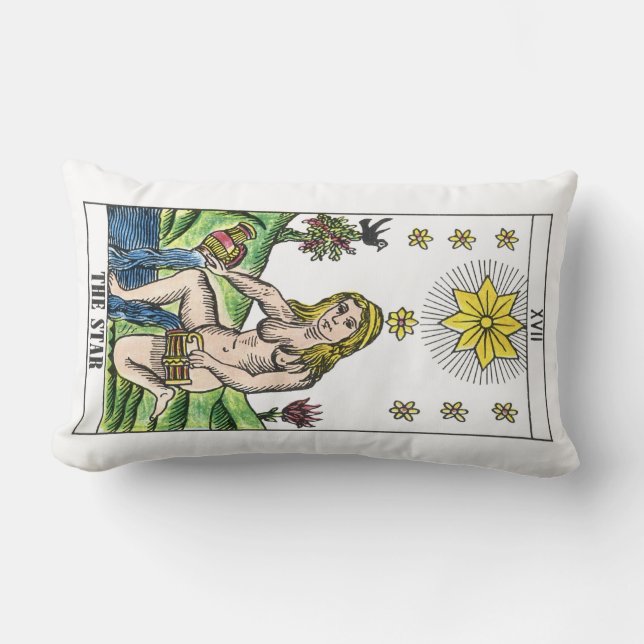 The Sun & Star Tarot Cards Lumbar Pillow (Front)