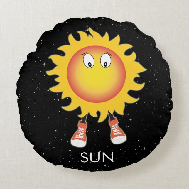 The Sun & Stars in Space Round Pillow (Front)