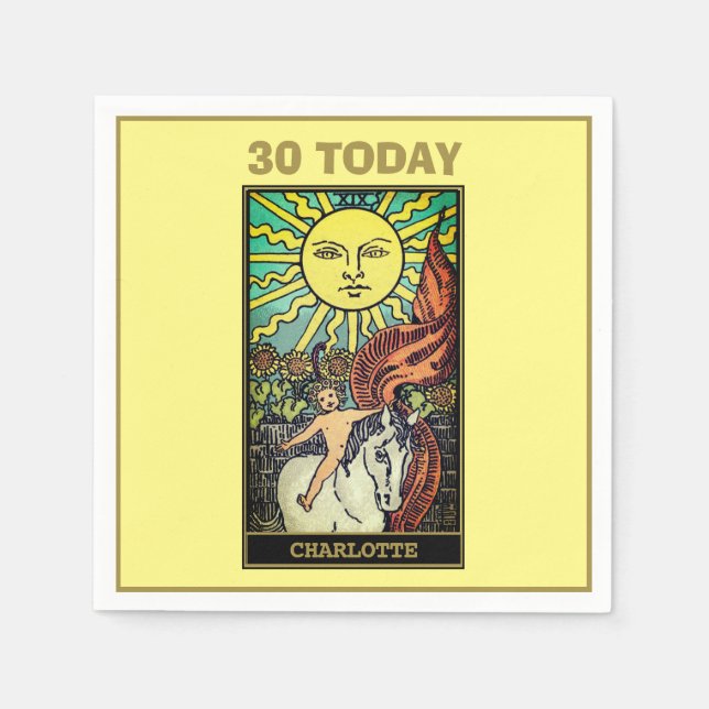 The Sun Tarot Card 30th Birthday Party Napkin (Front)