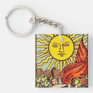 The Sun Tarot Card Artwork Vintage Rider-Waite Keychain