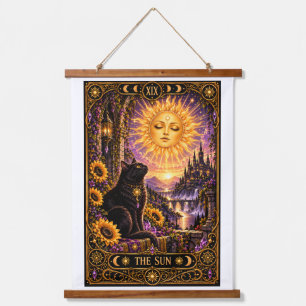 The Sun Tarot Card Black Cat Gothic Tapestry