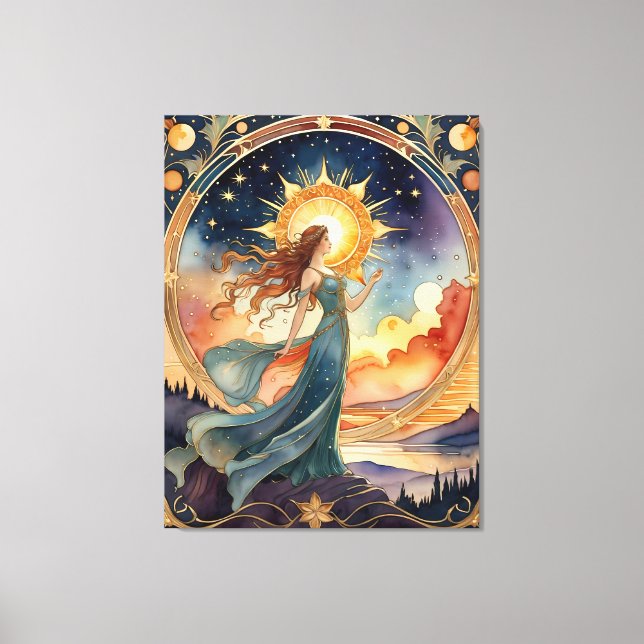 the sun - tarot original artwork inspired paint canvas print (Front)