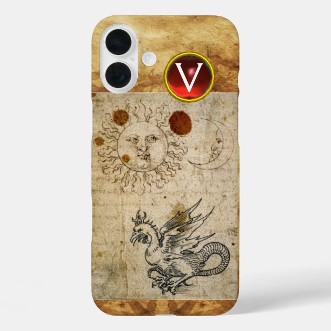 THE SUN THE MOON AND BASILISK PARCHMENT Monogram Case-Mate iPhone Case (Back)