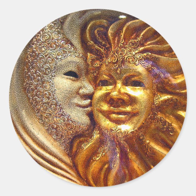 The Sun, The Moon, The Kiss Classic Round Sticker (Front)