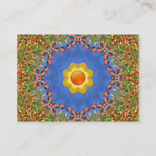 The Sun Vintage Orange Yellow Blue Kaleidoscope Business Card