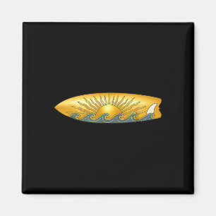 The sun with surfboard and sea waves surfing magnet