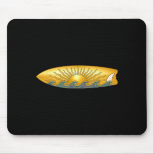The sun with surfboard and sea waves surfing mouse pad