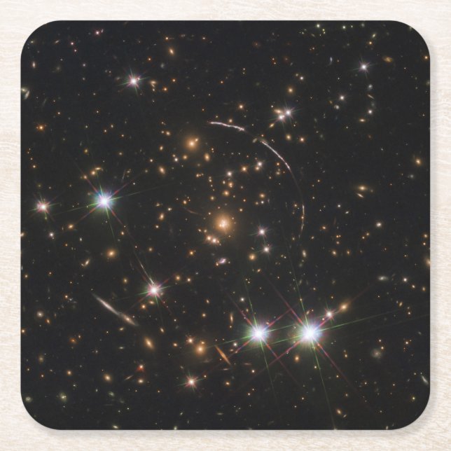 The Sunburst Arc In A Massive Galaxy Cluster Square Paper Coaster (Front)
