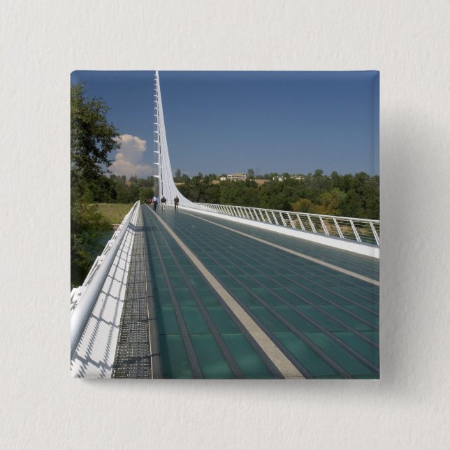 The Sundial Bridge at Turtle Bay 2 Inch Square Button (Front)