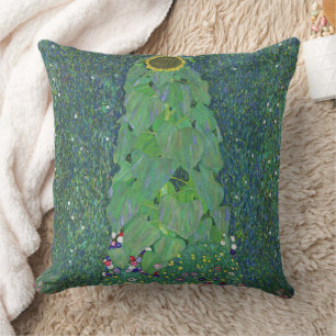 the-sunflower-1907-gustav-klimt throw pillow