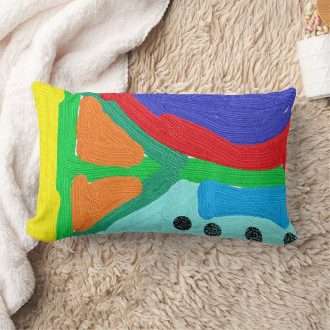 The Sunny Side Colourful Abstract Lumbar Pillow (Blanket)