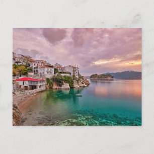 The sunrise at the old port of Skiathos, Greece Postcard