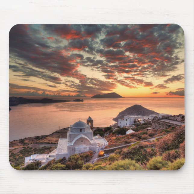 The sunset from the castle of Plaka in Milos Mouse Pad (Front)