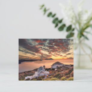 The sunset from the castle of Plaka in Milos Postcard