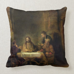 The Supper at Emmaus, 1648 (oil on panel) Throw Pillow